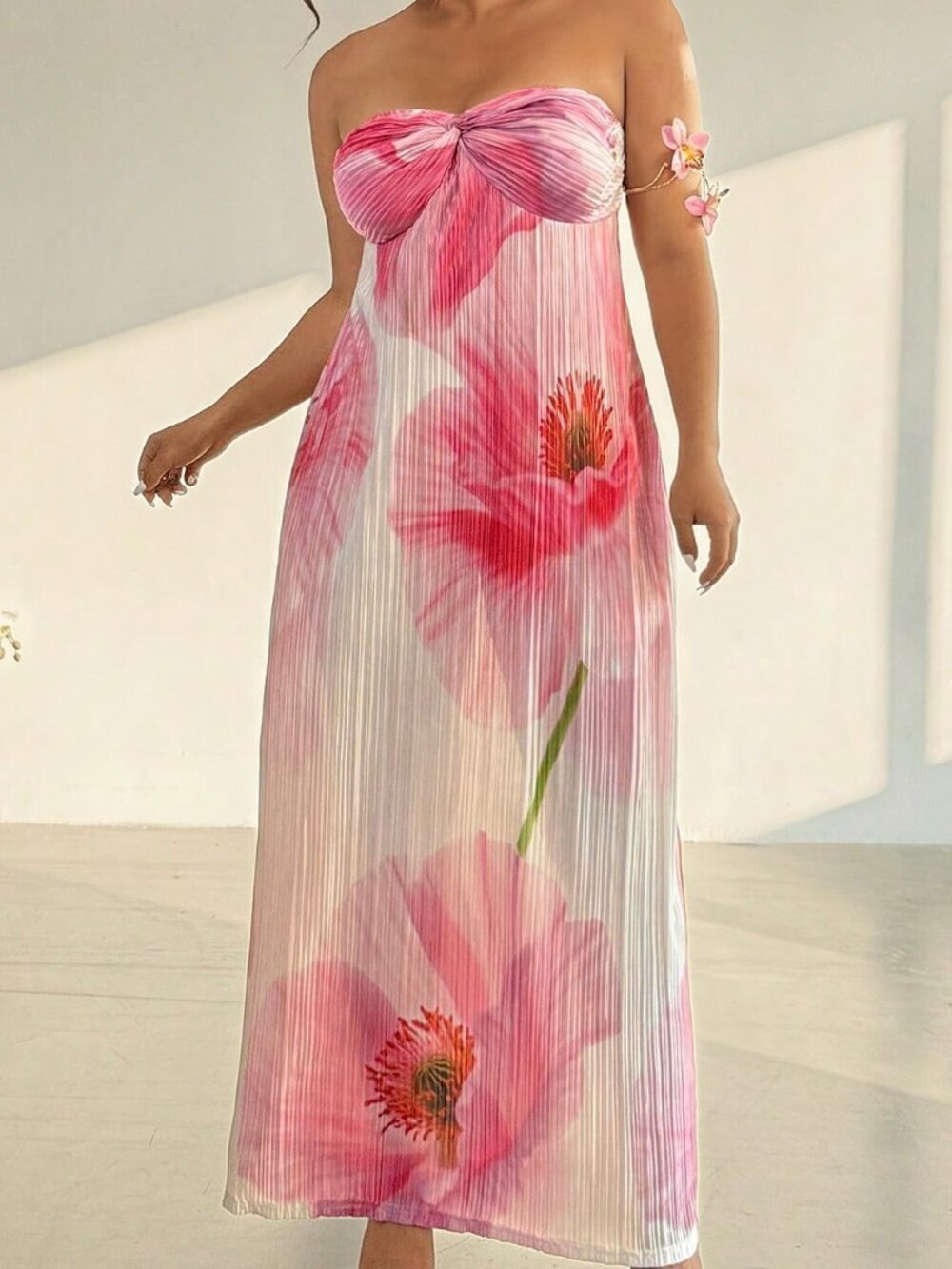 Multicolor Boho Women's Plus Size Elegant Vacation Tie Dye Maxi Dress - Picture 4 of 8